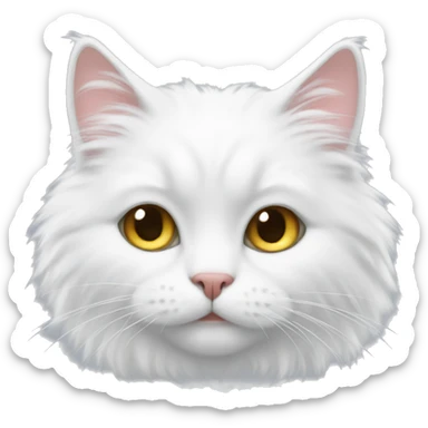 white fluffy cat sticker