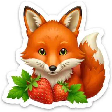 fox eating strawberries sticker