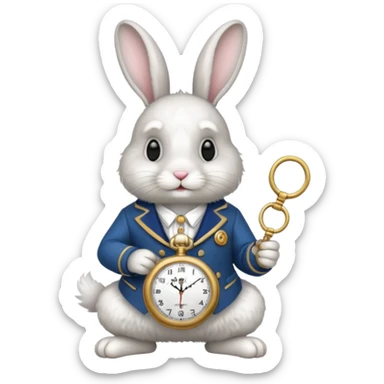 Rabbit holding watch sticker