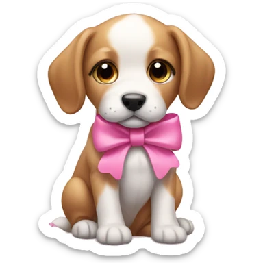 Puppy with pink bow sticker