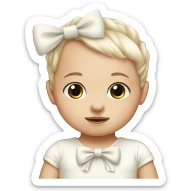 White Baby with bow  sticker