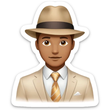 Glowing masculine energy with integrated fashion accessories like hat and tie, ethereal style inspiration, flowing aura sticker