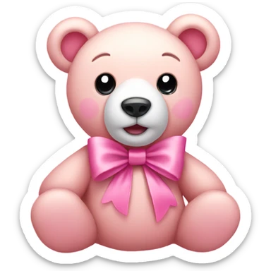 Pink bear wearing a pink bow sticker