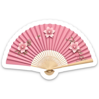 pink paper hand fan sticker
