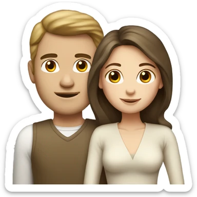 Pale brunette girl with tan husband  sticker
