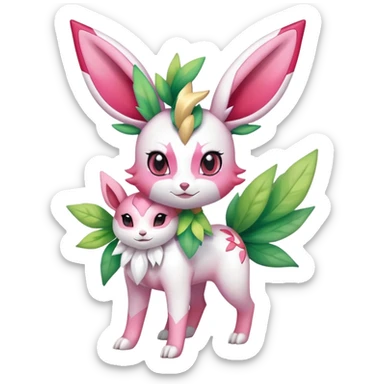 Shiny Exotic Sylveon-Leafeon-Shaymin-Hybrid-Creature sticker