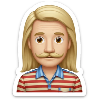 striped shirt with long hair and moustache sticker