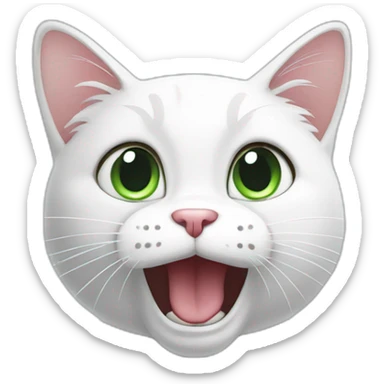 flat shaded white cat cartoon shocked sticker