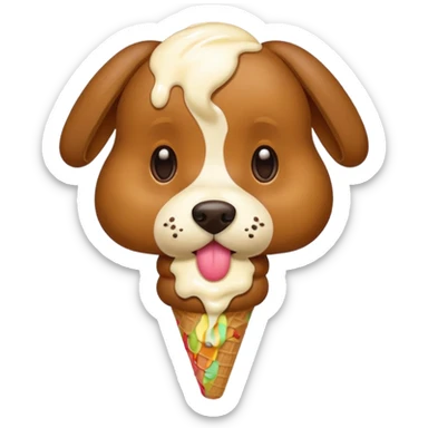 Dog eating ice cream sticker