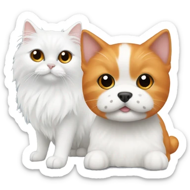 White Maltese next to orange cat sticker