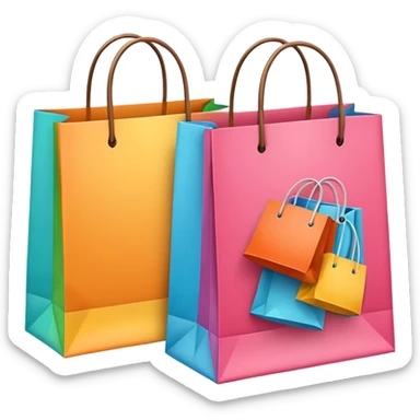 two shopping bags colors sticker