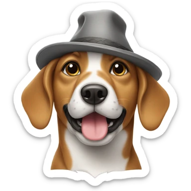 Dog wearing hat sticker