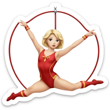a blonde female circus performer training for an aerial act sticker