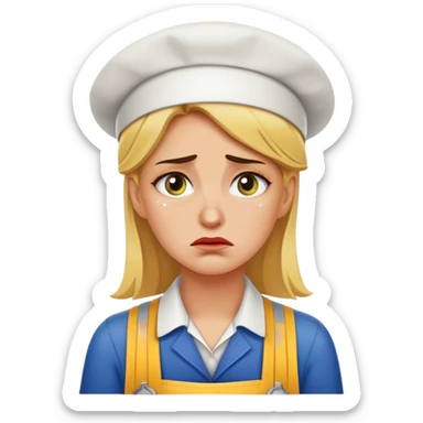 Caucasian female Subway Restaurant worker crying sticker