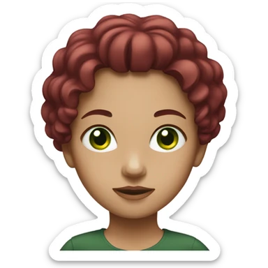  Girl with burgundy hair and dark green eyes sticker
