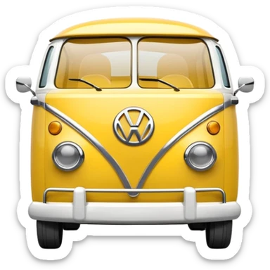 yellow and white Volkswagen ID. Buzz van, emoji cartoon style sticker