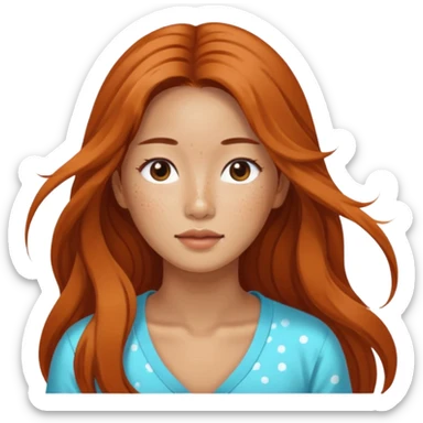 Korean woman 30 with beach long hair freckles sticker