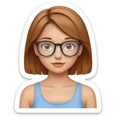 Hafif kumrak saçlı, beyaz tenli, gözlüklü, crop giyinen bir kiz sticker
