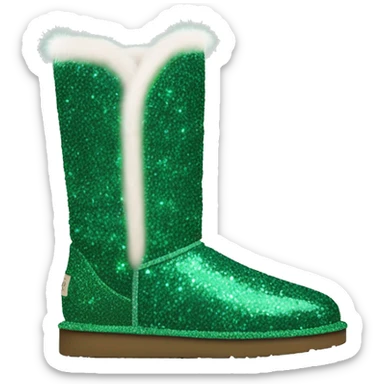 Realistic emerald green Sparkle glitter and fur Ugg boots. sticker
