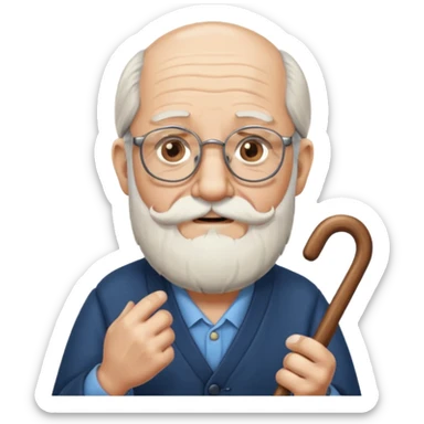 Anciano barba blanca muy larga bastón audifonos sordera lentes  sticker