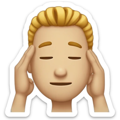 man with bun doing facepalm on his forehead sticker