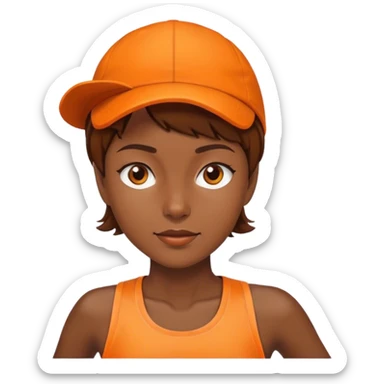 runner girl with orange hat on and short brown hair sticker