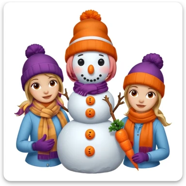 people making a snowman sticker