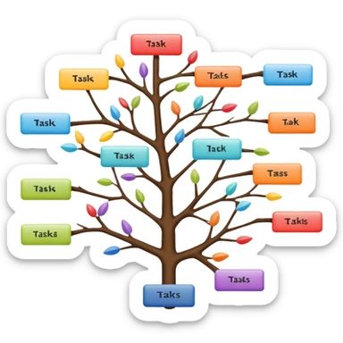 diagram of tasks with branching paths and connections sticker