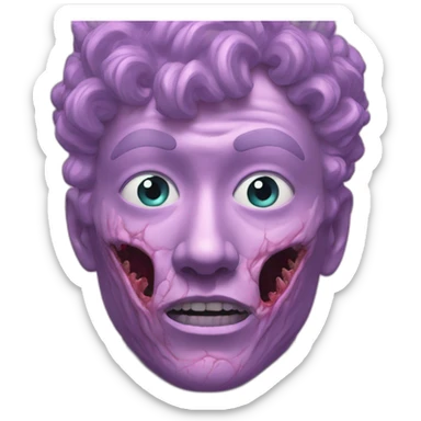 Vaporwave person, half person face half zombie face sticker