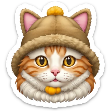 cat wearing a funny oversized hat sticker