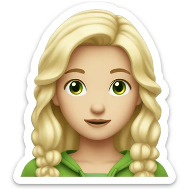 Cosy cute long blond haired girl with green eyes sticker