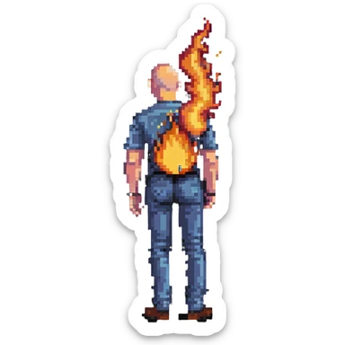 Jeff Bezos with his butt on fire sticker