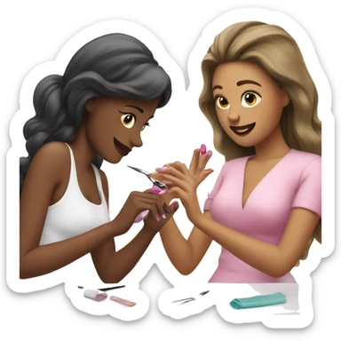 woman doing a manicure to another woman sticker