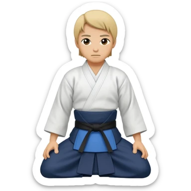 Aikido practitioner in hakama bowing sticker