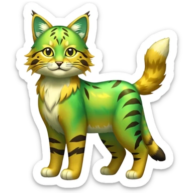 Iridescent Green and Yellow Electrike-Sprigatito-Bobcat-Amaura-Aurorus-Shiny-glorp-cat-fusion (full body) sticker