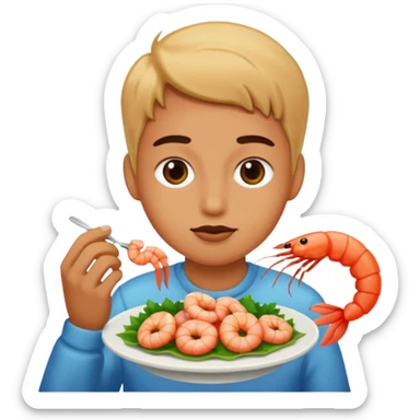 A human eating shrimp  sticker