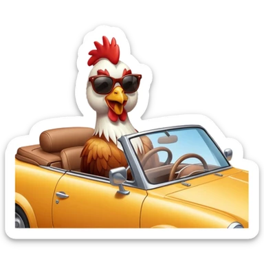 rooster in a convertible car sticker