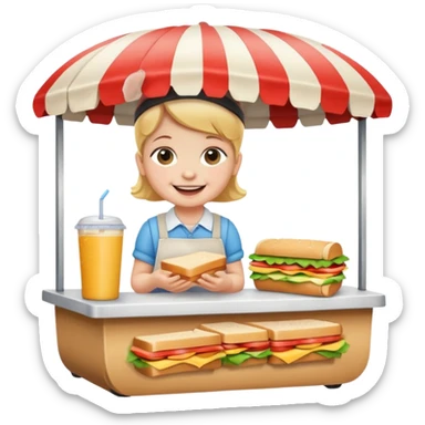 sandwich stand with a baby vendor sticker