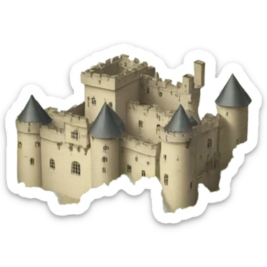 1750s english castle with a part of it covered in vine leafs sticker