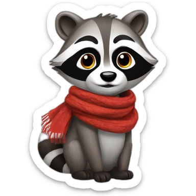Little Racoon with canadian scarf sticker