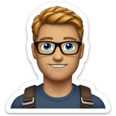 Muscular-Men-with-black-glasses-blue-eyes-and-short-chestnut-hair sticker