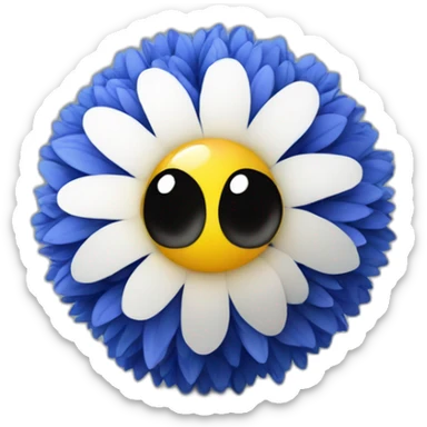 3d sphere with a cartoon cornflower texture with big underdeveloped eyes sticker