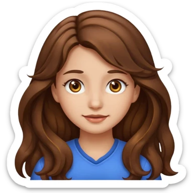 EMOJI IOS SOLO CARA NIÑA PELO LARGO, ONFULADO, MARRON, Y OJOS MARRONES sticker
