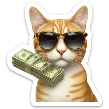 rich cat in sunglasses with money sticker