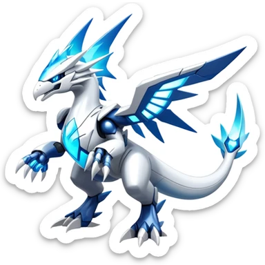 Futuristic Epic Legendary Shiny Cyber-Latios-Dialga-Reshiram-Creature, (full body) sticker