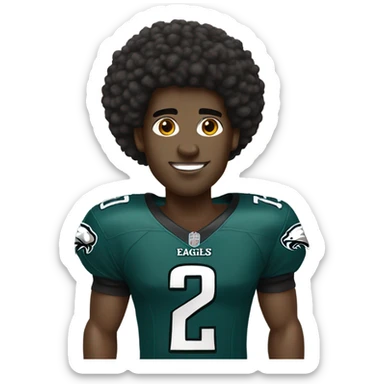 black guy with Afro and eagles jersey on sticker