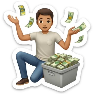 A man throwing money away sticker