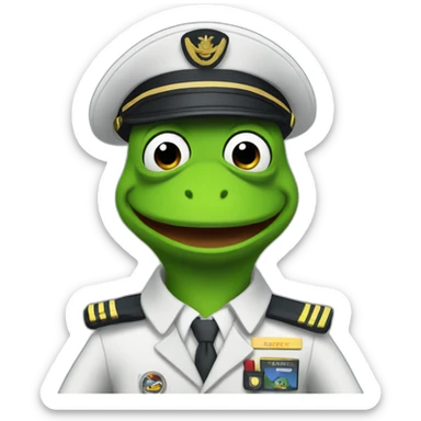 kermit as airline pilot with grey uniform sticker