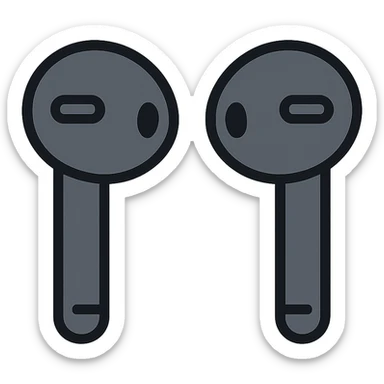 black AirPods, flat color icon style sticker