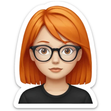 Girl with orange hair and side bangs and glasses  sticker